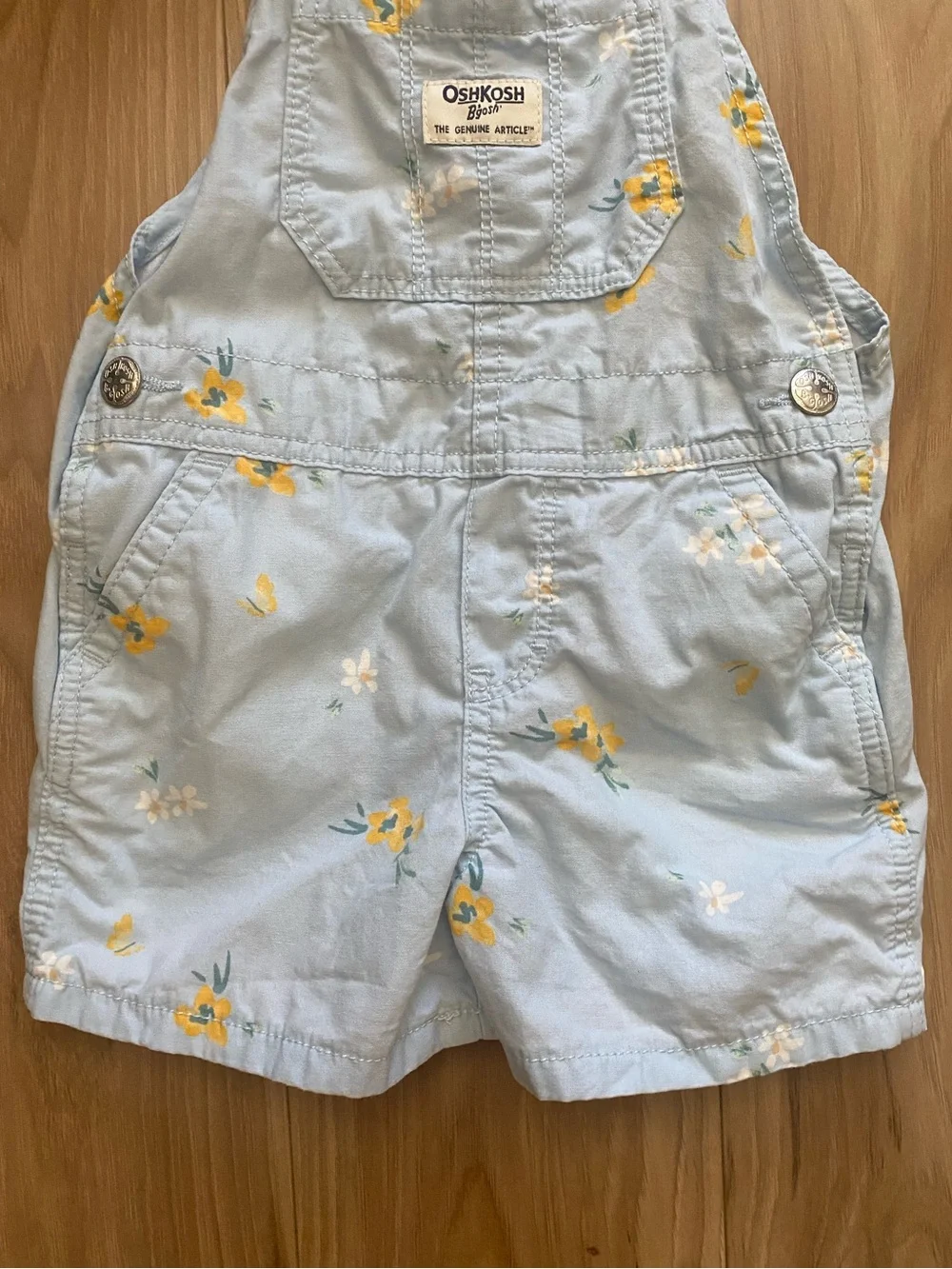 OshKosh B'gosh Blue Floral Shortalls Overalls Size 3T